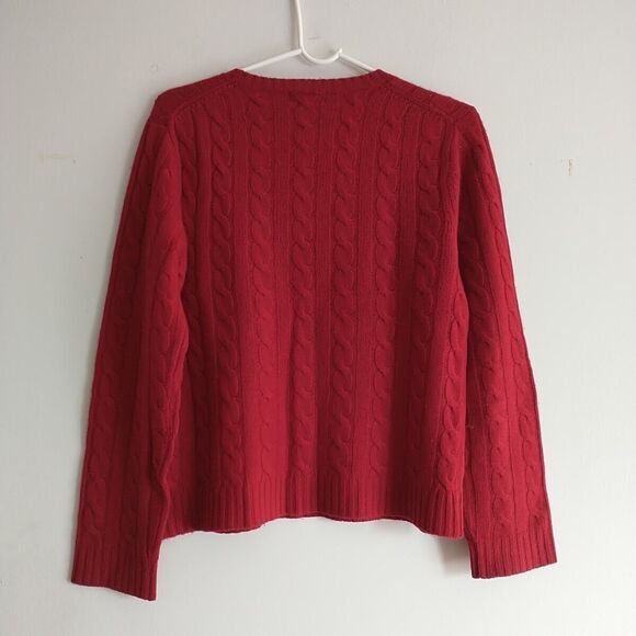 Taylor Marcs Sweater Pullover Jumper Women L/M* Red 100%Cashmere Cable Knit - Picture 5 of 6